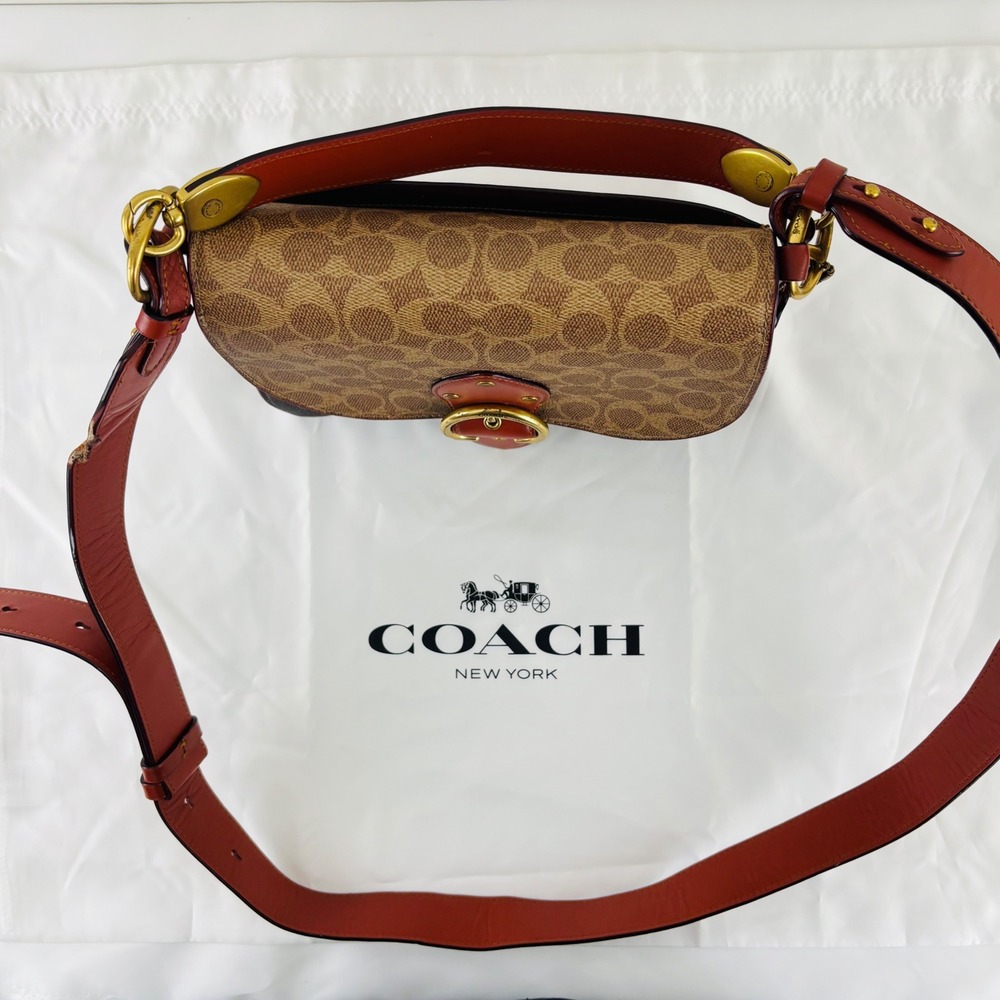 Coach Beat Shoulder Bag Signature Canvas Horse and Carriage Print Brown Ginger - Picture 5 of 14